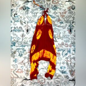 Tie Die Beach Cover Up Halter Neck Dress